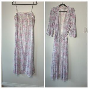 Vintage Floral Robe & Nightgown Set